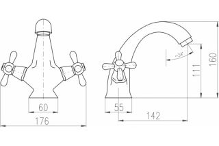 Смеситель для раковины Rav Slezak Morava retro MK328.5CMATSM черный